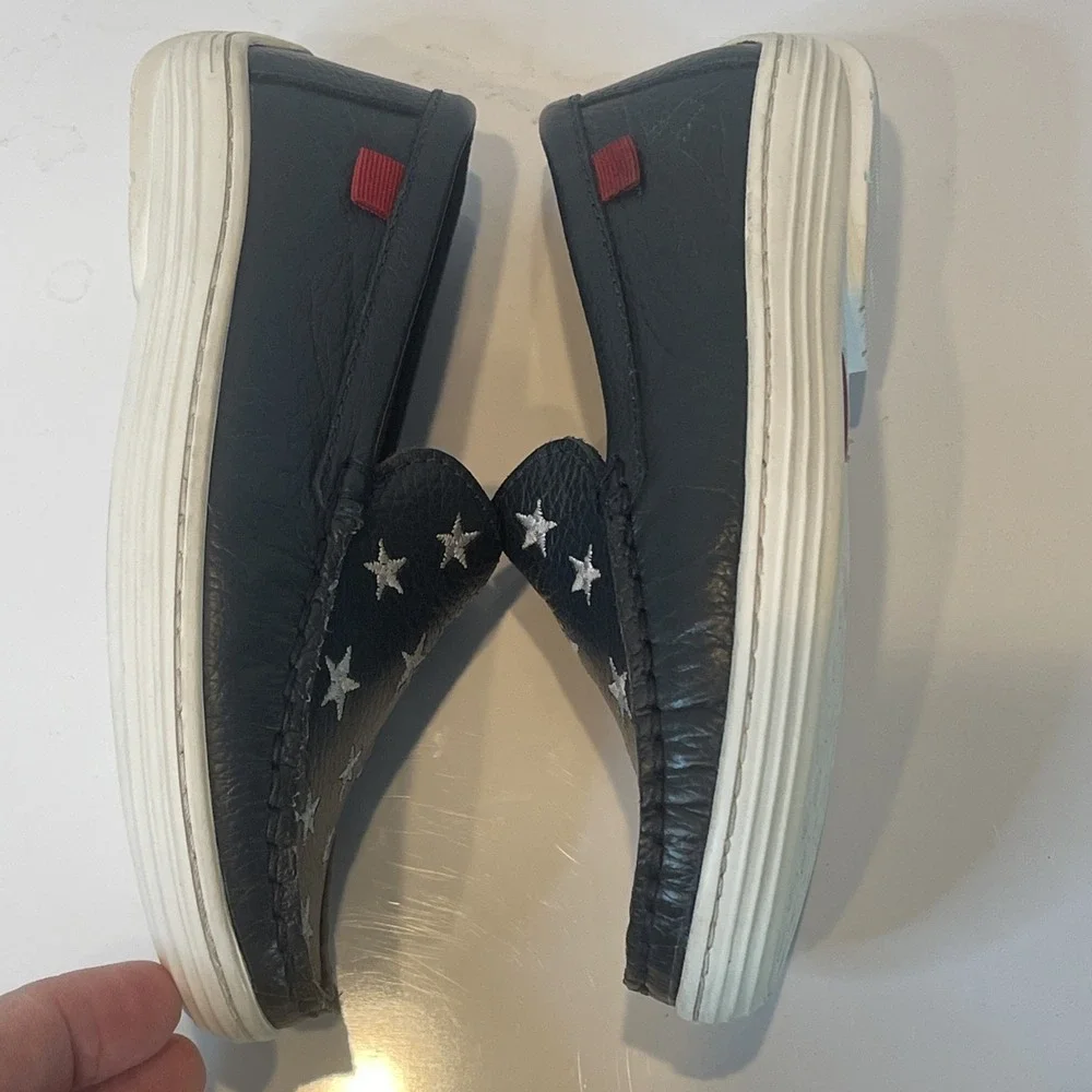 MARC‎ JOSEPH NEW YORK Girls Navy Loafer Stars Americana Shoes Size BIG KID 2.5